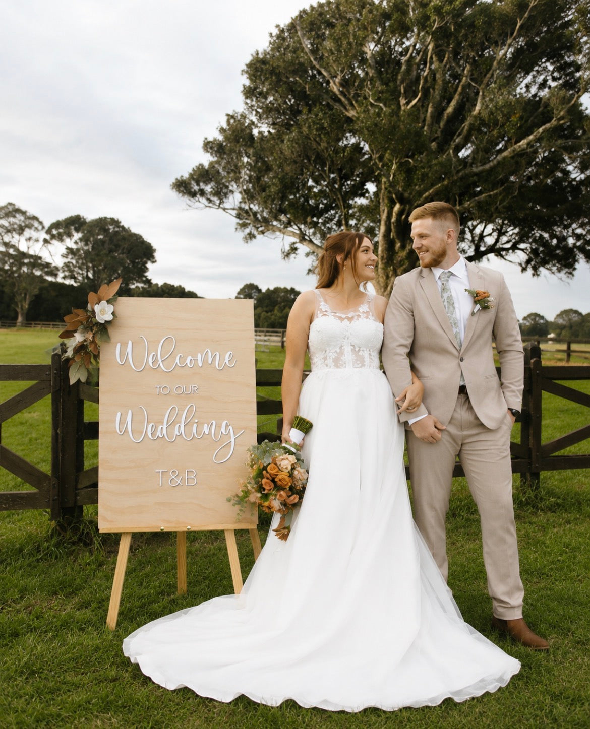 ‘Welcome to our Wedding wooden & acrylic personalised sign