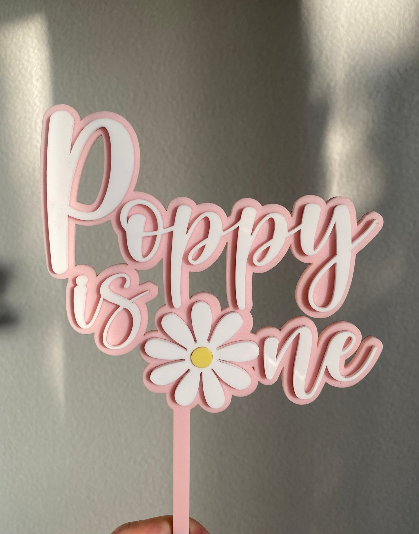 Personalised Acrylic Daisy with  Number One or Two Cake Topper