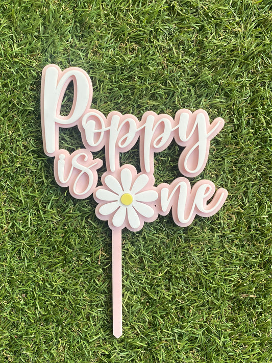 Personalised Acrylic Daisy with  Number One or Two Cake Topper