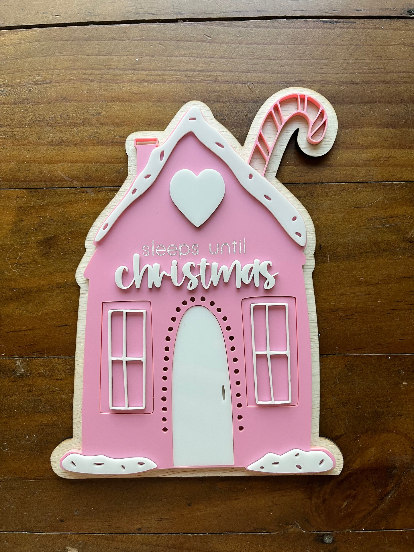 Gingerbread House 'Sleeps Until Christmas' Sign / Decor