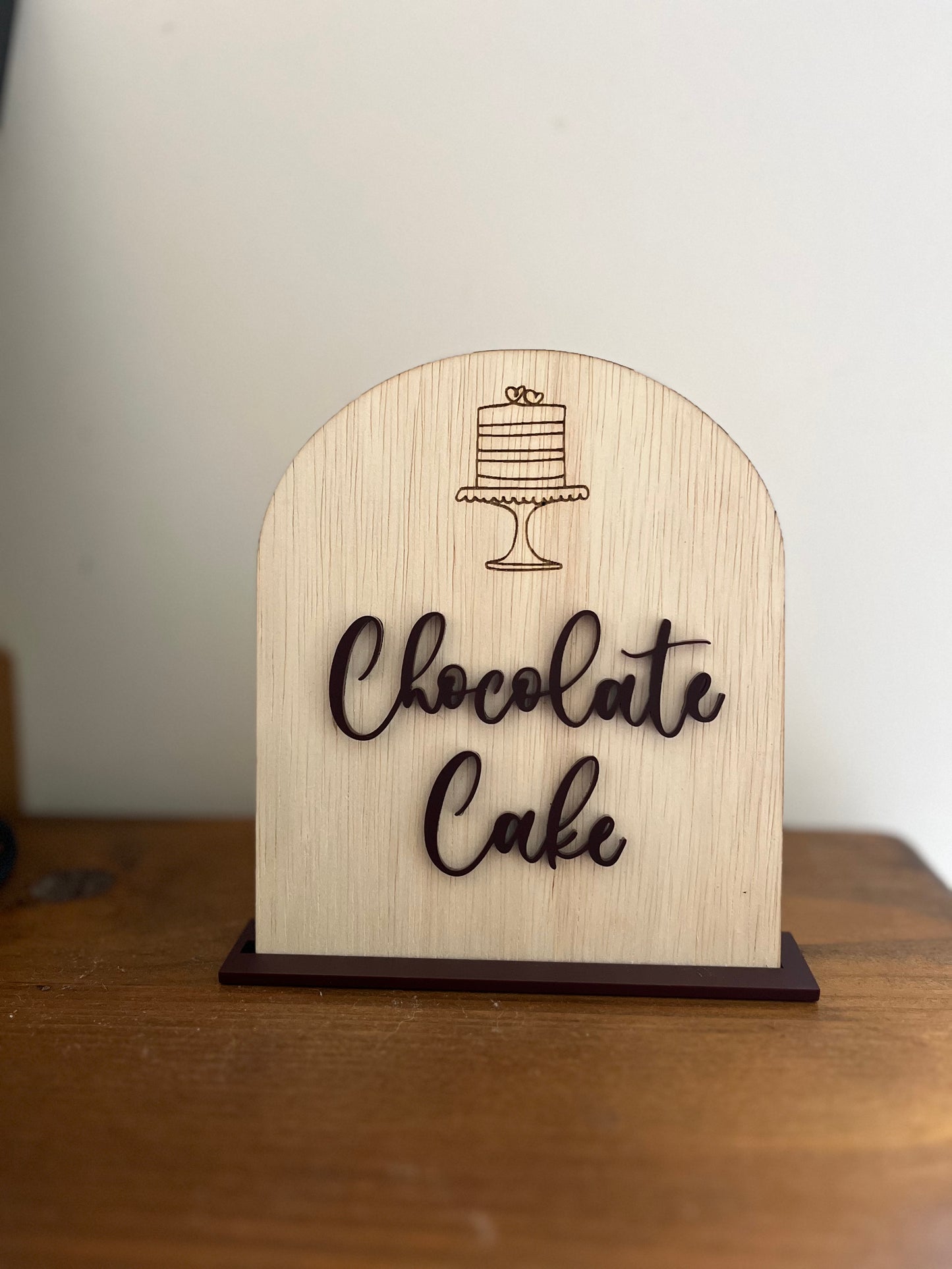 Arch Wooden & Acrylic Cake Flavour Sign