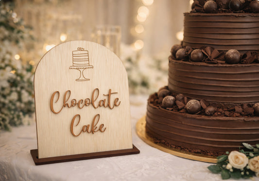 Arch Wooden & Acrylic Cake Flavour Sign