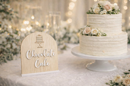 Arch Wooden & Acrylic Cake Flavour Sign