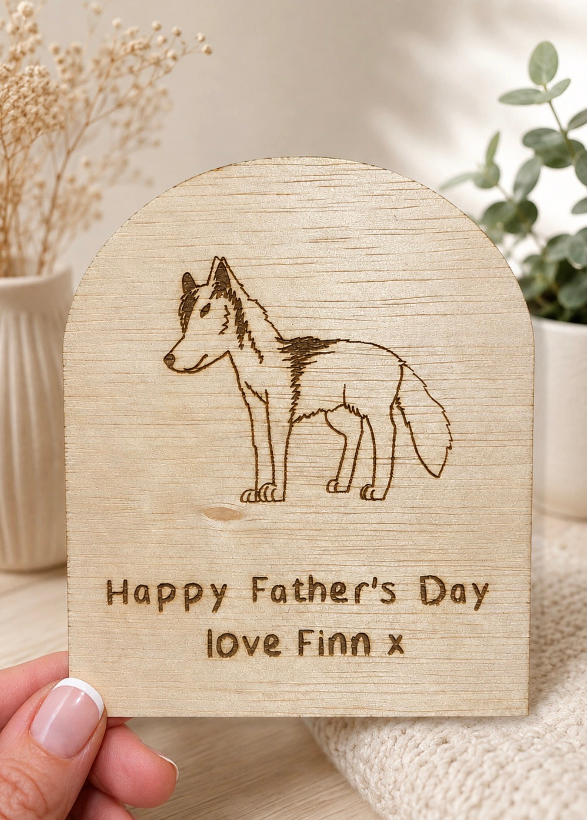 Wooden Engraved Father's Day Plaque | Kids Drawing Keepsake | Engraved Sign