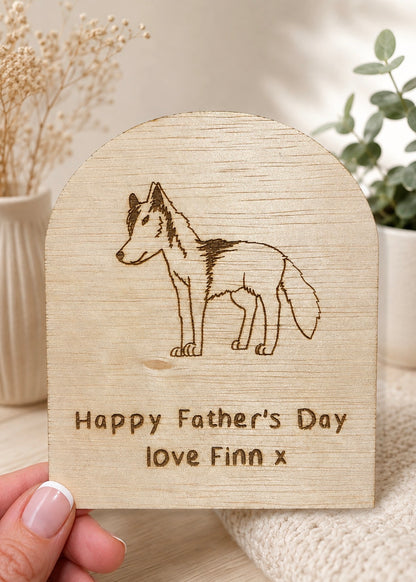 Wooden Engraved Father's Day Plaque | Kids Drawing Keepsake | Engraved Sign