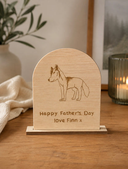 Wooden Engraved Father's Day Plaque | Kids Drawing Keepsake | Engraved Sign
