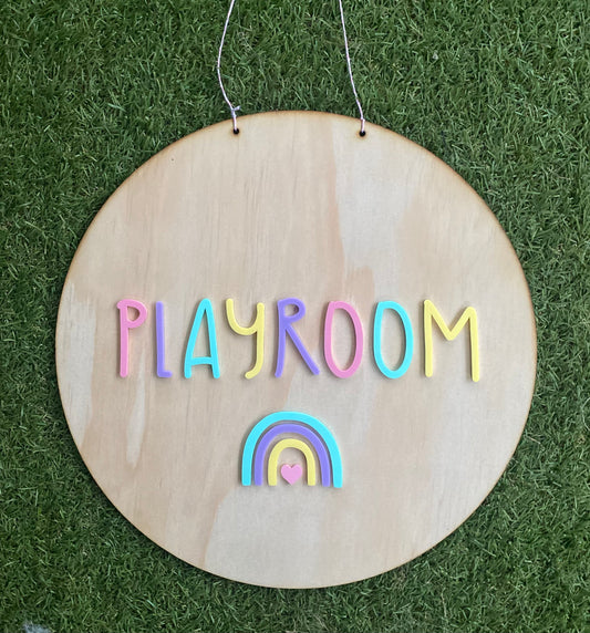 Playroom Wooden and Acrylic Hanging Wall or Door Sign