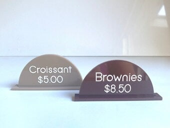 Custom Acrylic Arch Labels | Display | Wording | Prices | Cafe Signs | Market