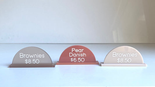 Custom Acrylic Arch Labels | Display | Wording | Prices | Cafe Signs | Market