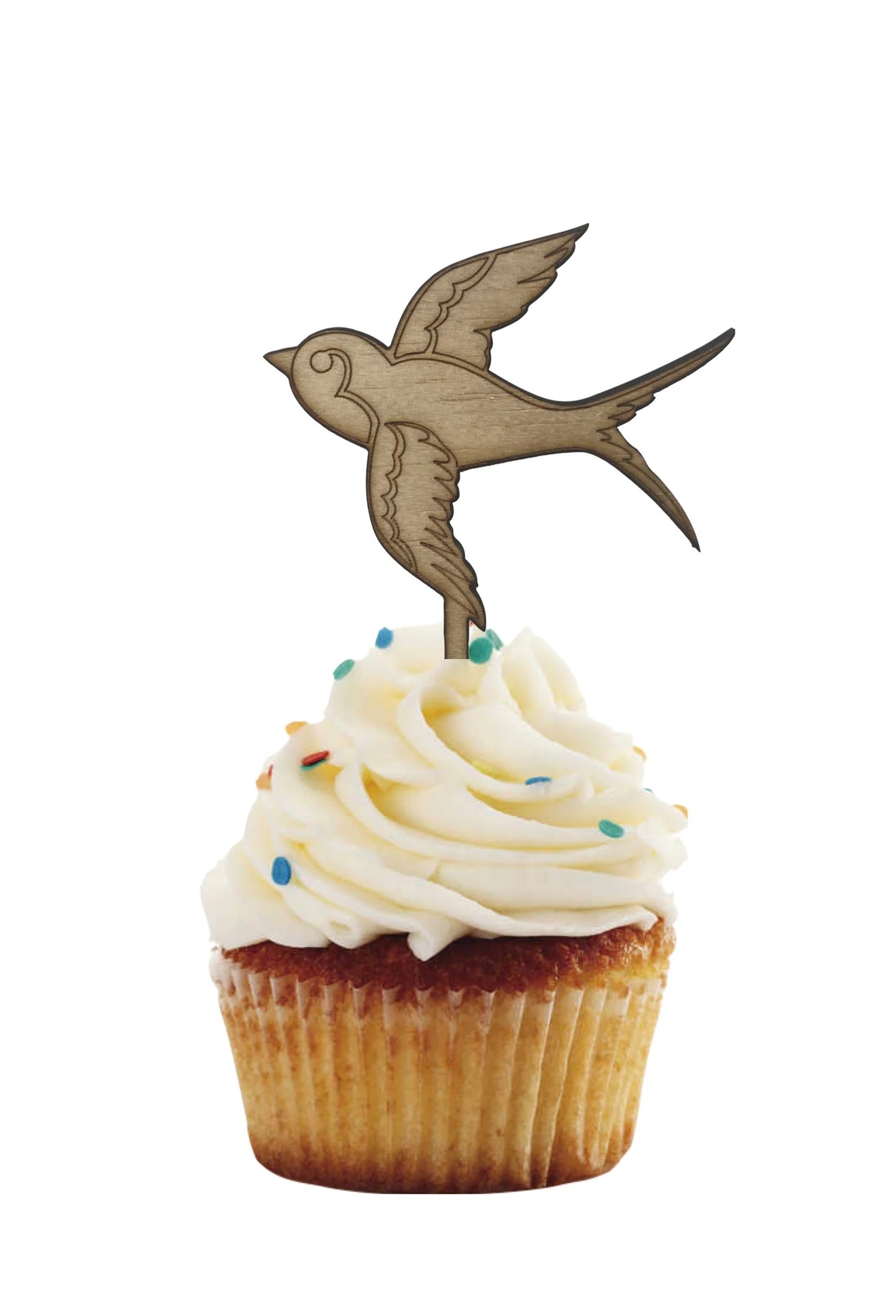 Wooden Swallow Cupcake Toppers