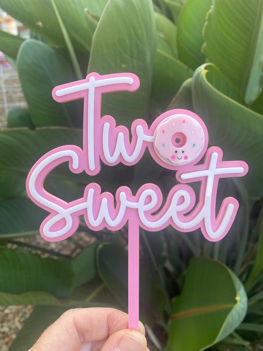 Two Sweet with Donut Birthday Acrylic Cake Topper