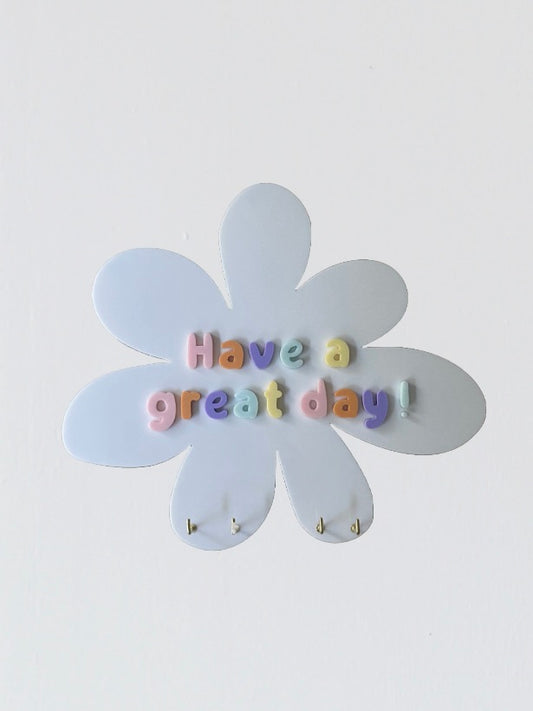 Acrylic Flower or Circle "Have a great day!" Keyring Holder