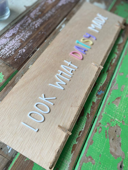 Personalised 'Look What I Made' Wooden Sign/Artwork Display image 1