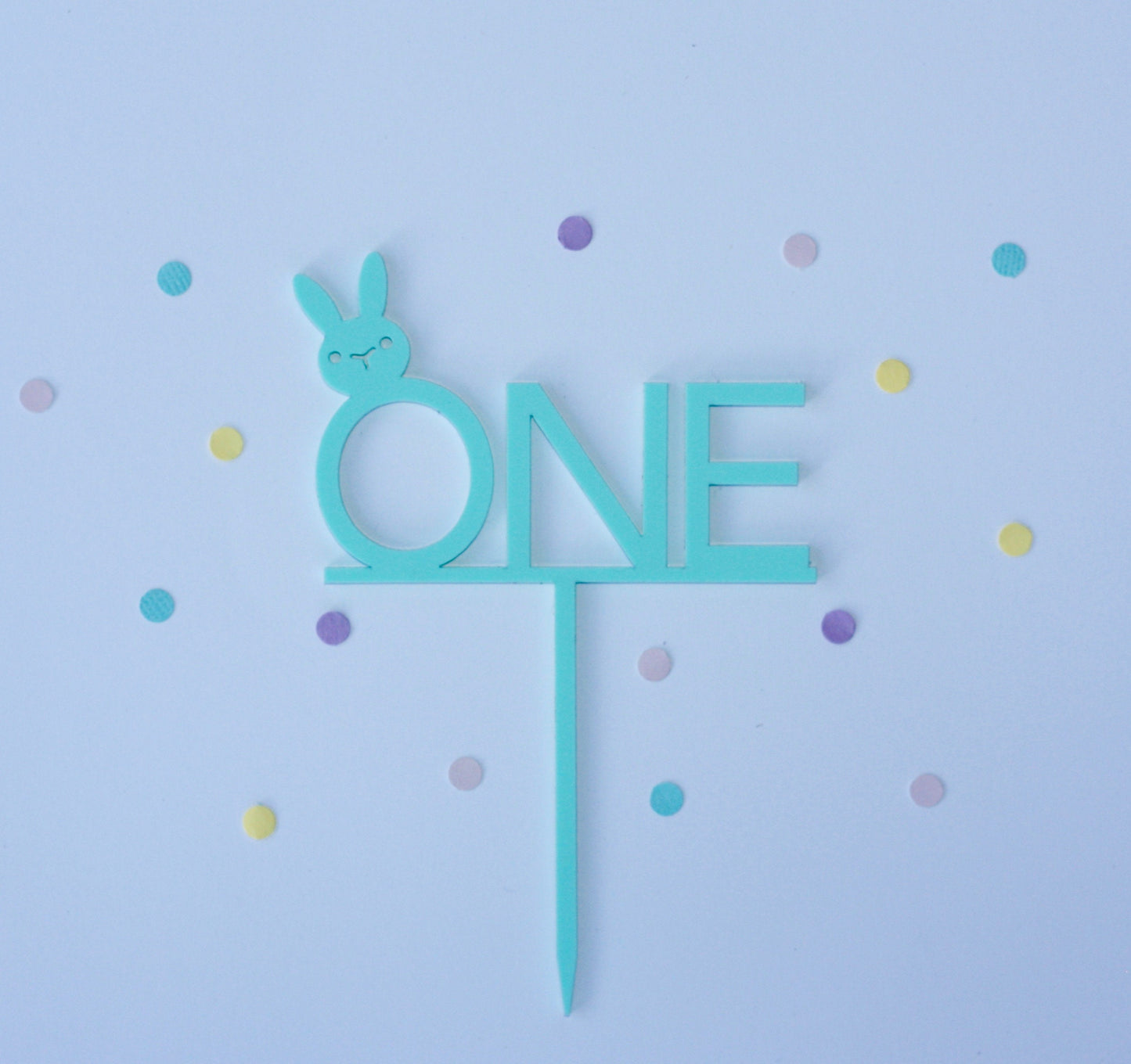 ONE  with Bunny Cake Toppers