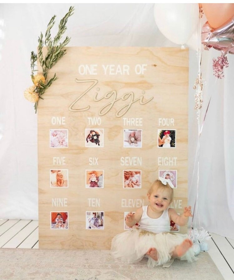 Personalised Wooden Arch Shaped Milestone Photo Board / Birthday Board / Photo Display
