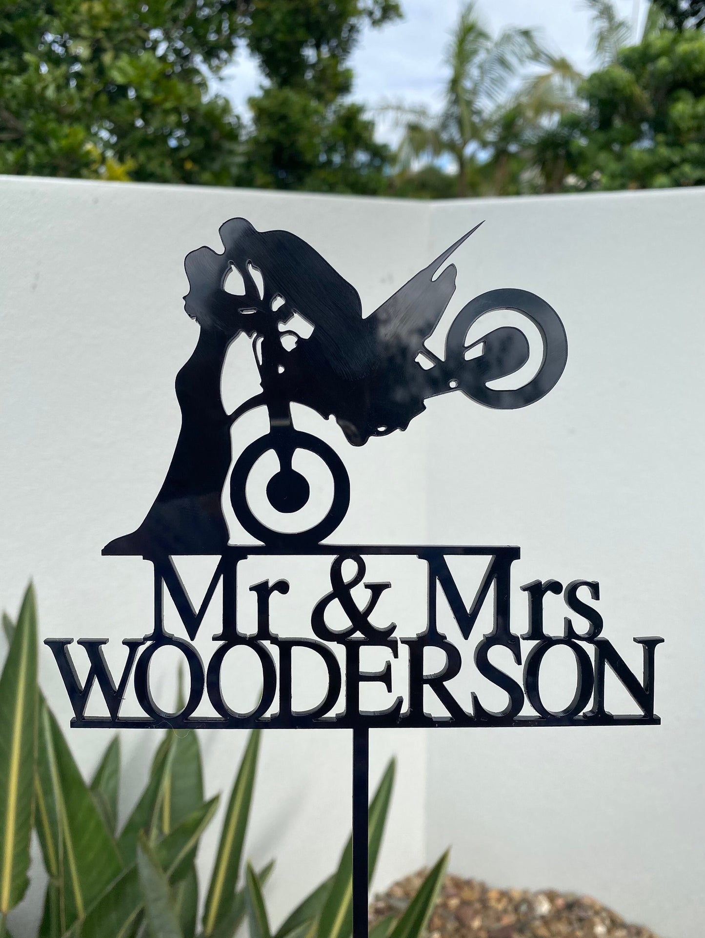 Personalised Acrylic Dirt Bike Wedding Cake Topper