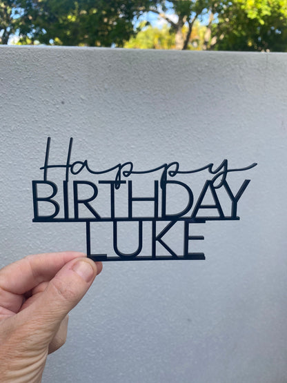 Personalised Happy Birthday Cake Topper - Acrylic with or without stick