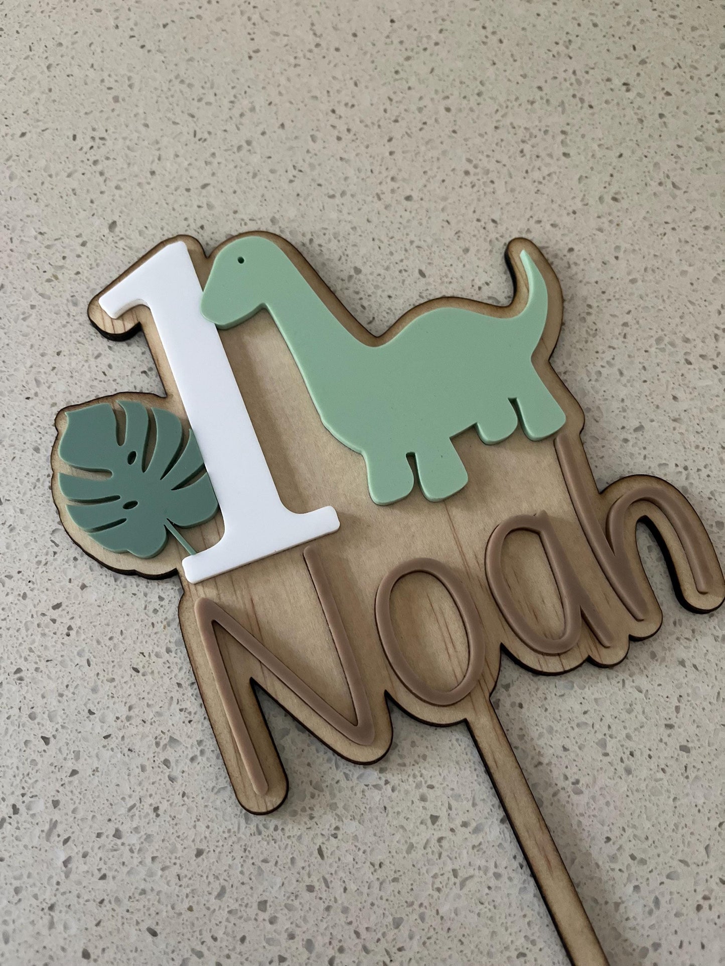 Dinosaur Acrylic and Wood Cake Topper
