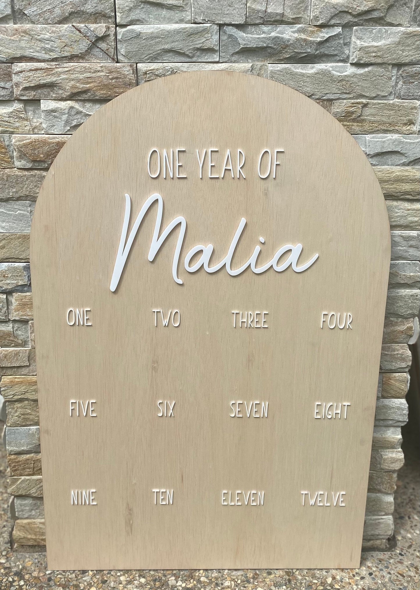 Personalised Wooden Arch Shaped Milestone Photo Board / Birthday Board / Photo Display