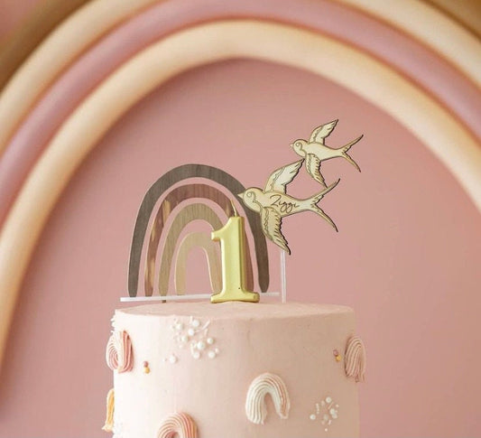 Personalised Double Swallow Wooden Cake Topper