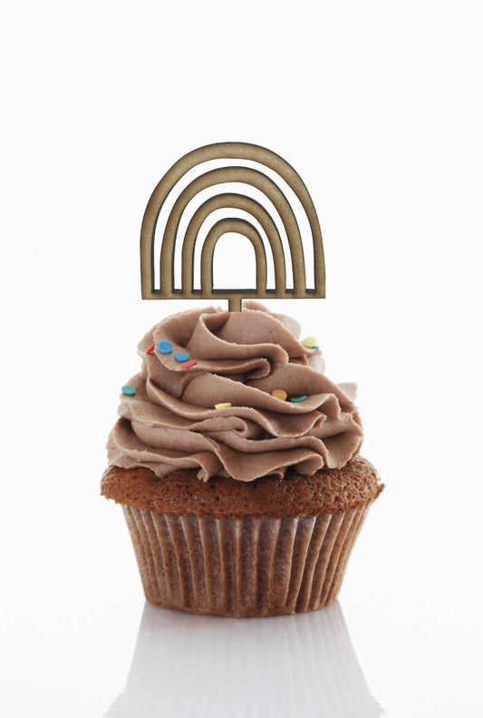 Wooden or Acrylic Rainbow Cupcake Toppers