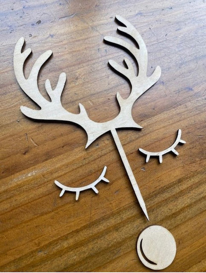 Acrylic or Wood Reindeer Cake Topper Kit image 2