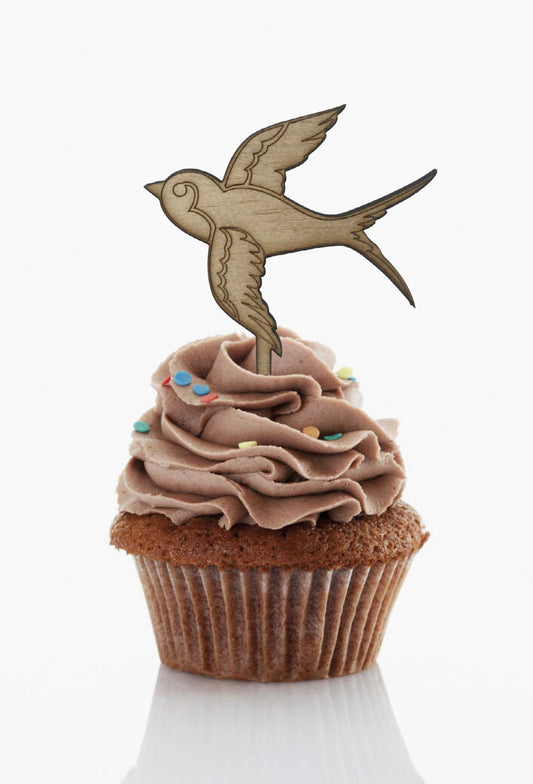 Swallow Wooden Cupcake Toppers