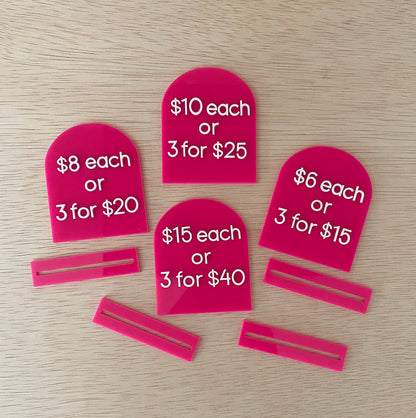 Acrylic price tag shapes with stand image 2