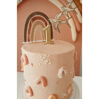 Personalised Double Swallow Wooden Cake Topper