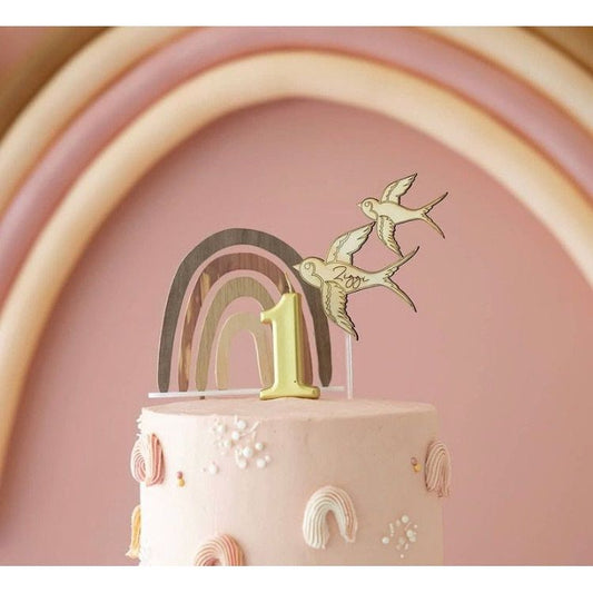 Personalised Double Swallow Wooden Cake Topper