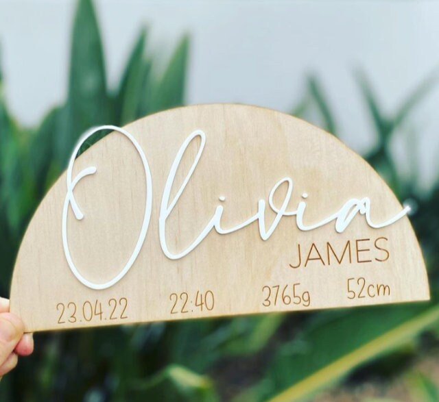 Wooden Birth Announcement Plaque | Wooden Sign | Photo Prop | New Baby | Nursery Decor