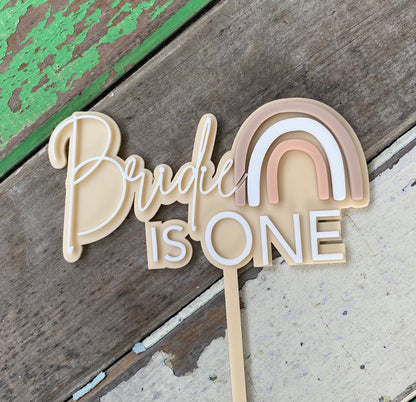 Personalised Rainbow Birthday Acrylic Cake Topper