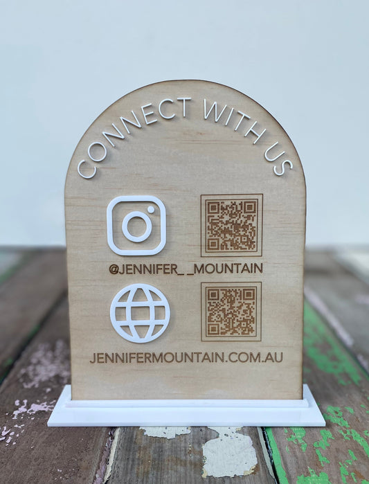 Wooden Arch Custom Double QR Code Sign/Market Display