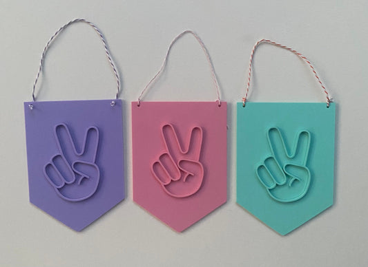 Peace sign monochrome acrylic pendent flag