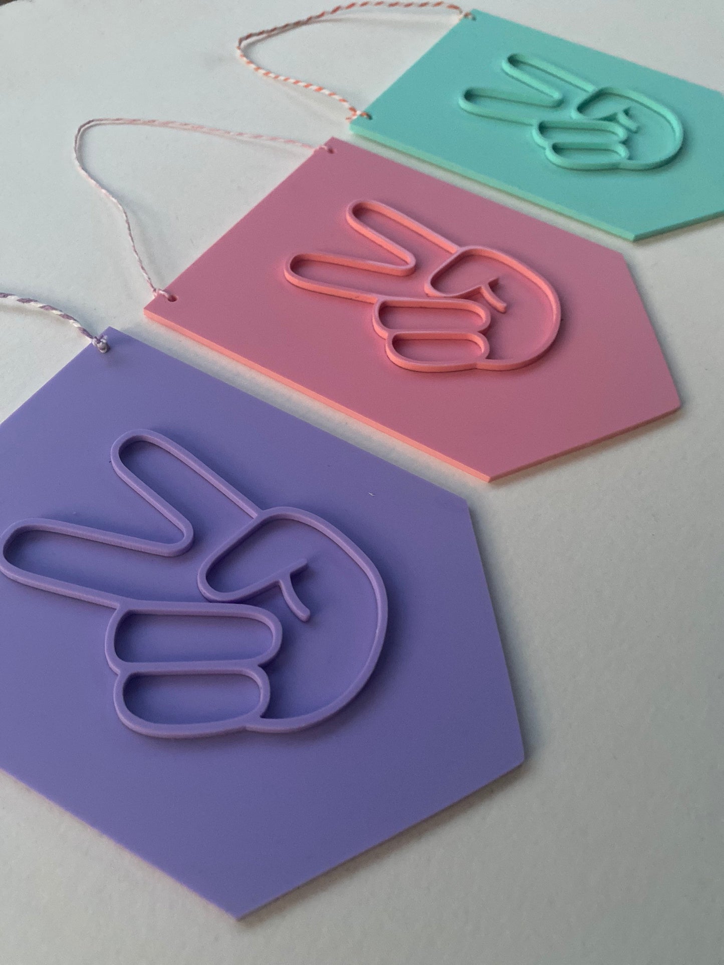 Peace sign monochrome acrylic pendent flag