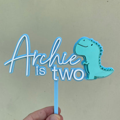 Personalised Dinosaur Acrylic Cake Topper