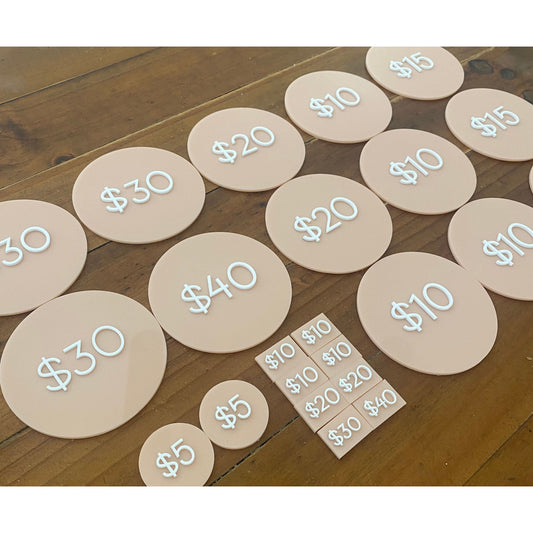 Acrylic Shaped Price Tags / Market Display / Wording / Prices / Shop Display