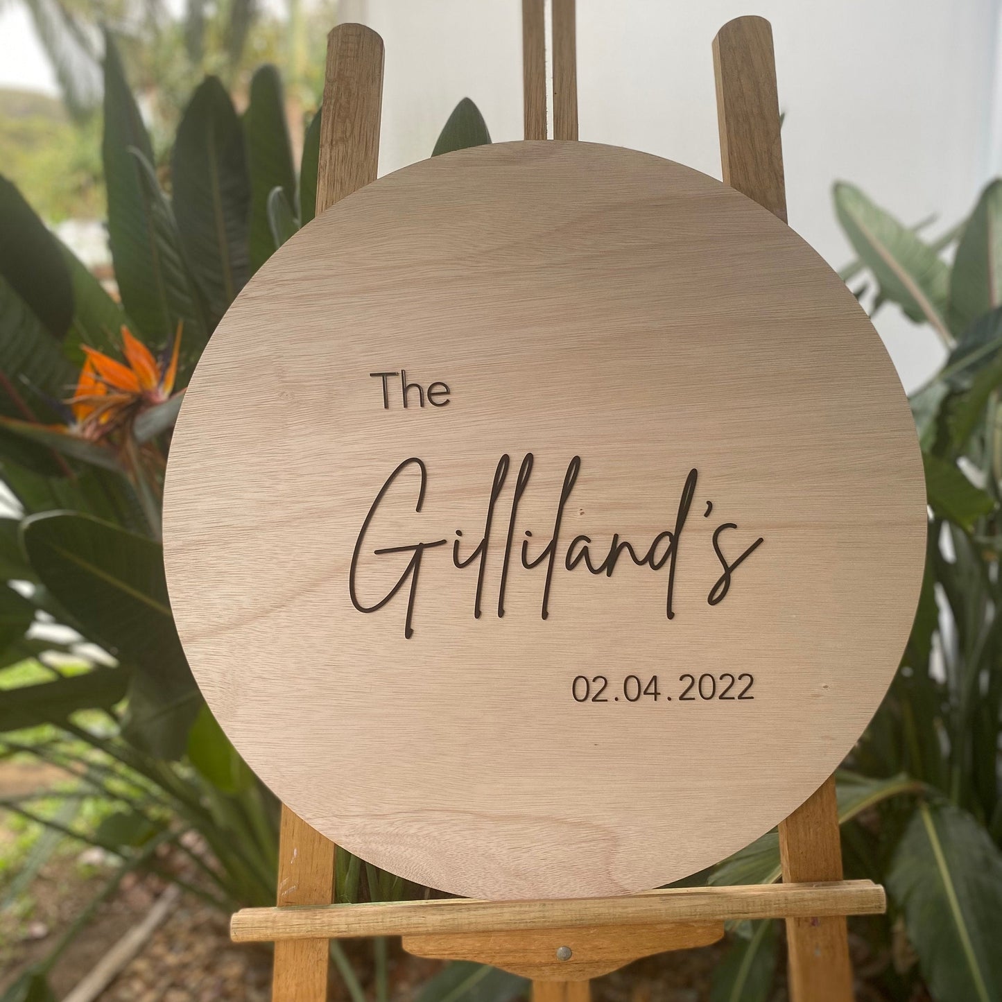 Personalised Wedding / Engagement Round Wooden Sign / Party Display / Photo Shoot