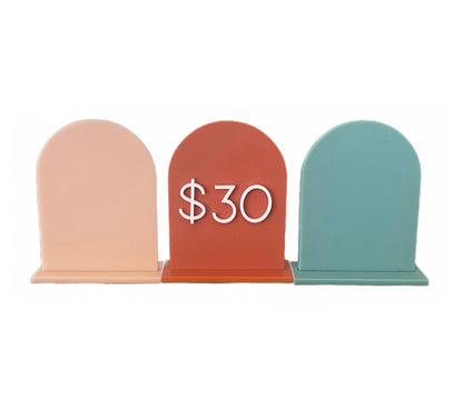 Acrylic Arch Price Tags with Stand