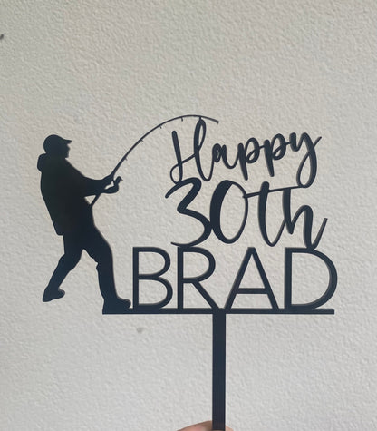 Personalised Acrylic Fisherman Cake Topper