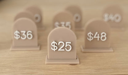 Acrylic Arch Price Tags with Stand