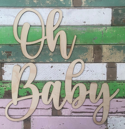 Oh Baby Large Wooden Backdrop Wording | Baby Shower Display | Event Signage