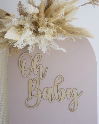 Oh Baby Large Wooden Backdrop Wording | Baby Shower Display | Event Signage