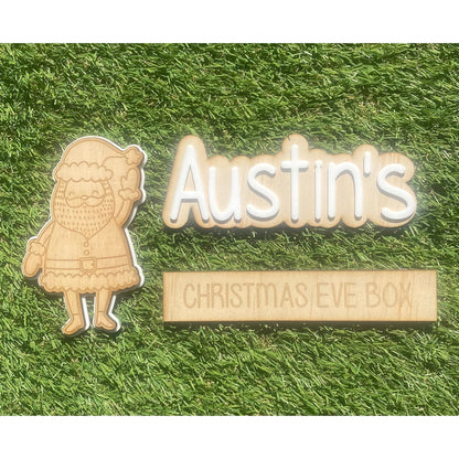Personalised Wooden & Acrylic Christmas/Easter Box Decoration/ Names / Santa / Bunny/ Decoration Only