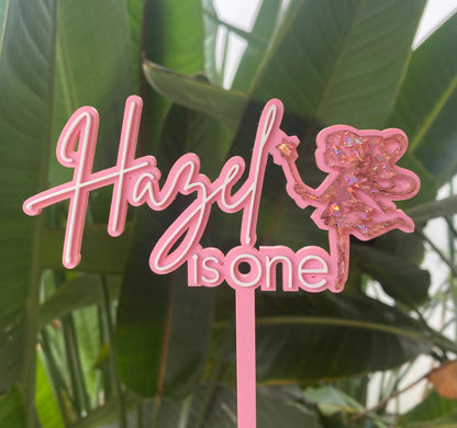 Personalised Glitter Fairy Acrylic Cake Topper