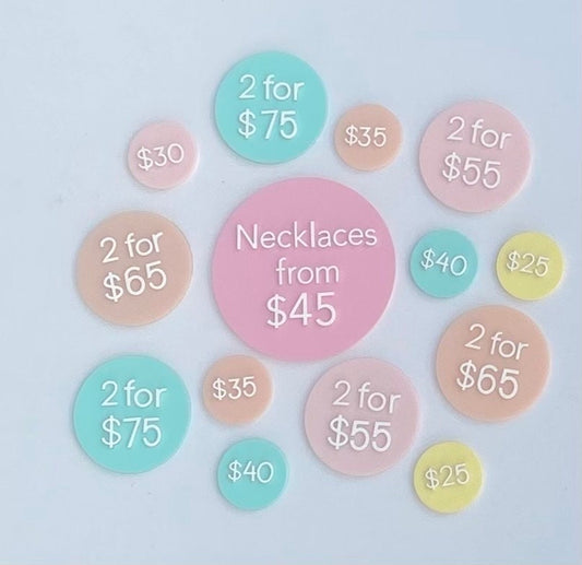 Acrylic Circle | Square | Arch | Disc for Price Tags | Lettering | Wording