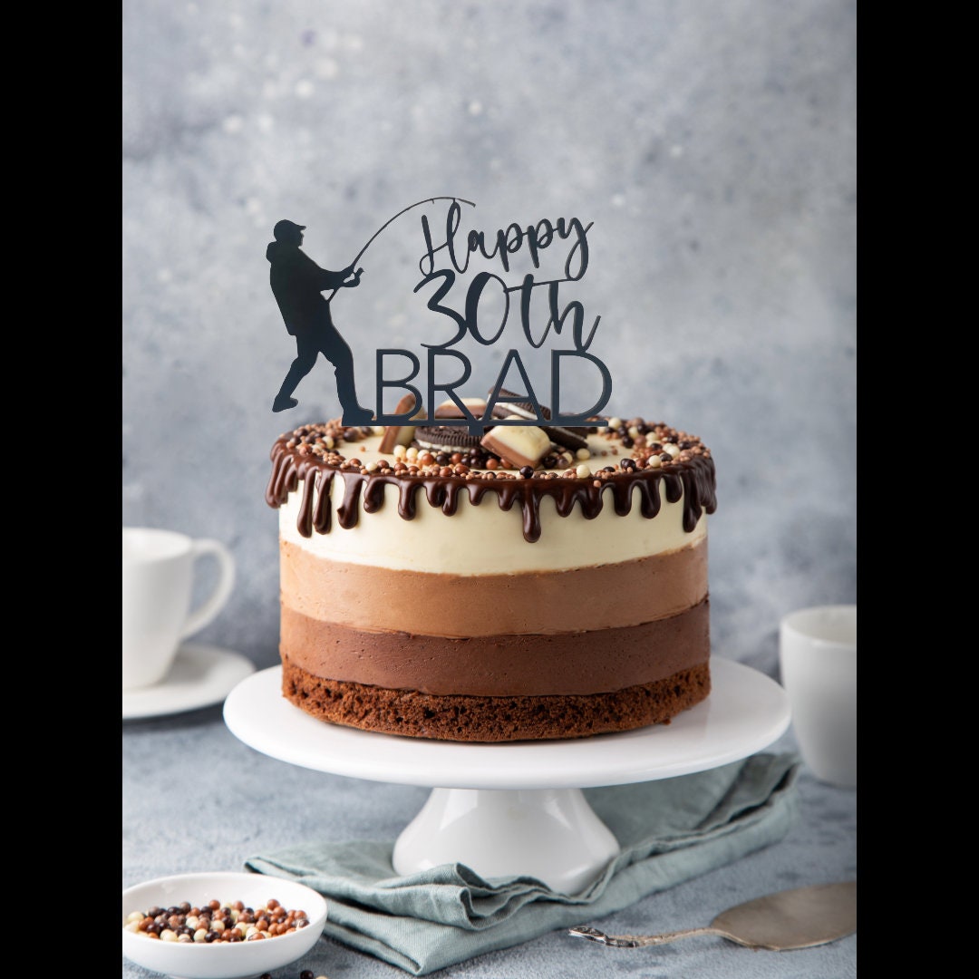 Personalised Acrylic Fisherman Cake Topper
