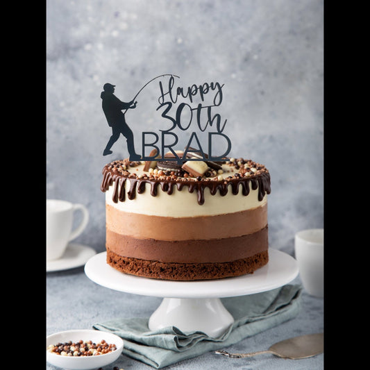 Personalised Acrylic Fisherman Cake Topper