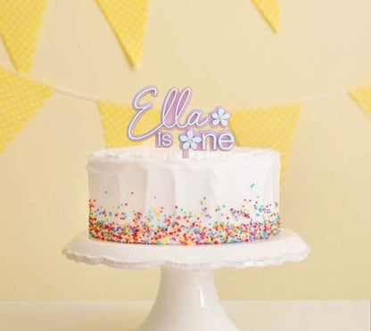 Personalised Acrylic Daisy with Birthday Number Cake Topper