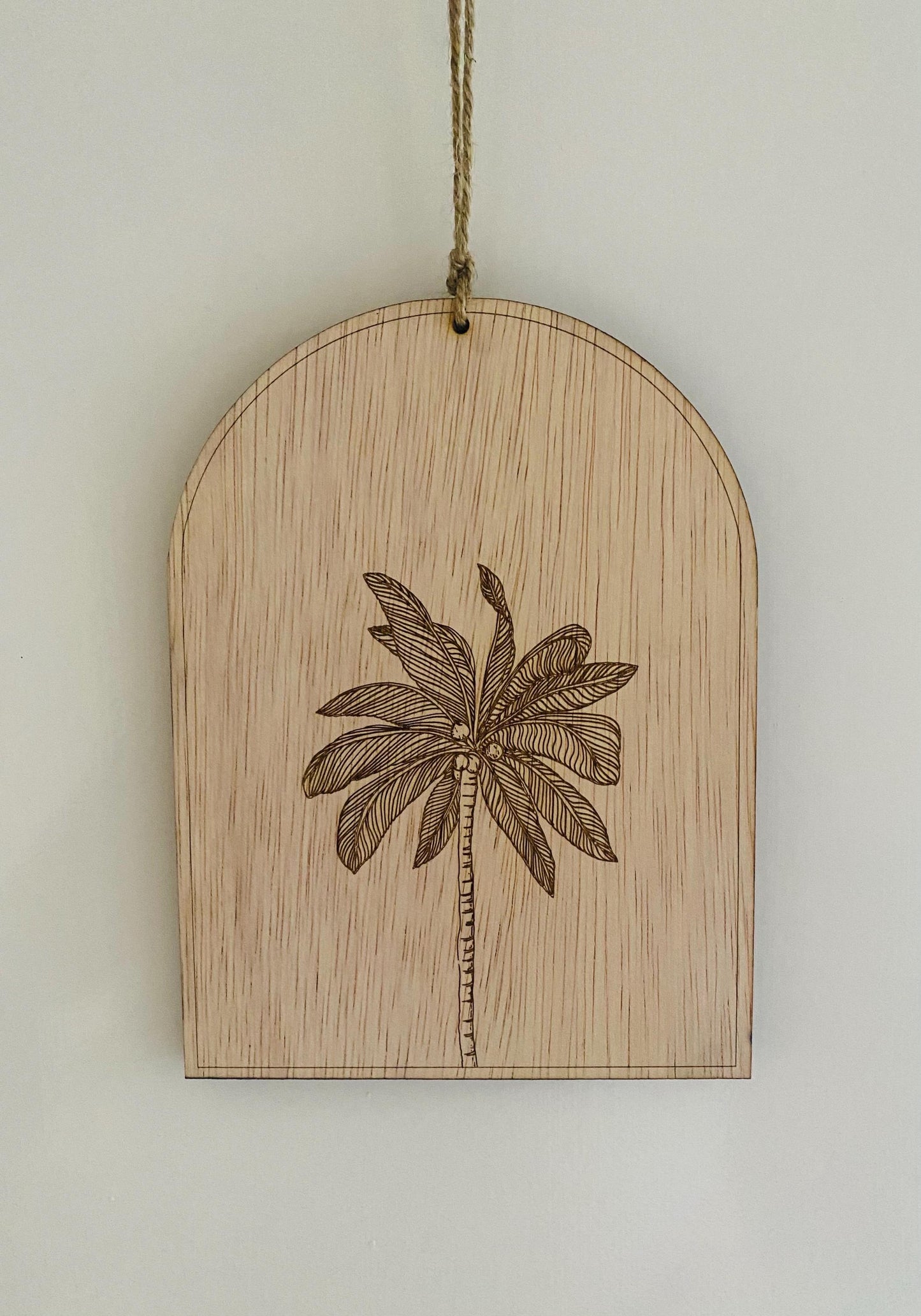 Wooden Engraved Palm Tree Key Ring Holder